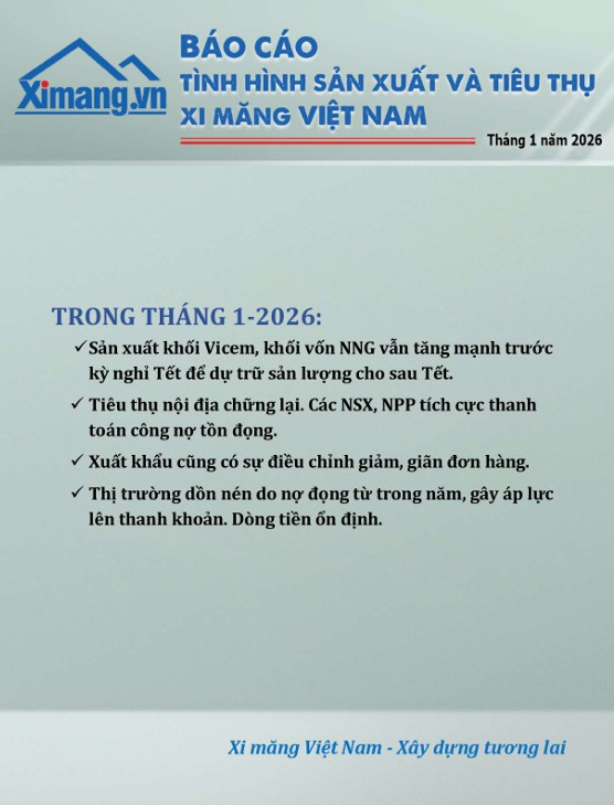 Phát hành Báo cáo sản xuất và tiêu thụ xi măng tháng 12 năm 2025