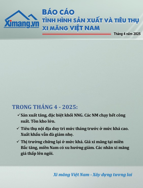 Thông báo Phát hành Báo cáo sản xuất và tiêu thụ xi măng tháng 4 năm 2025