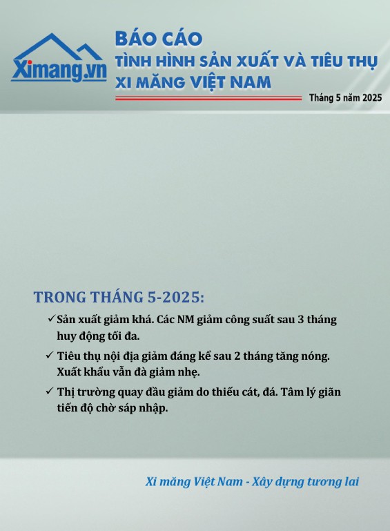 Thông báo Phát hành Báo cáo sản xuất và tiêu thụ xi măng tháng 5 năm 2025