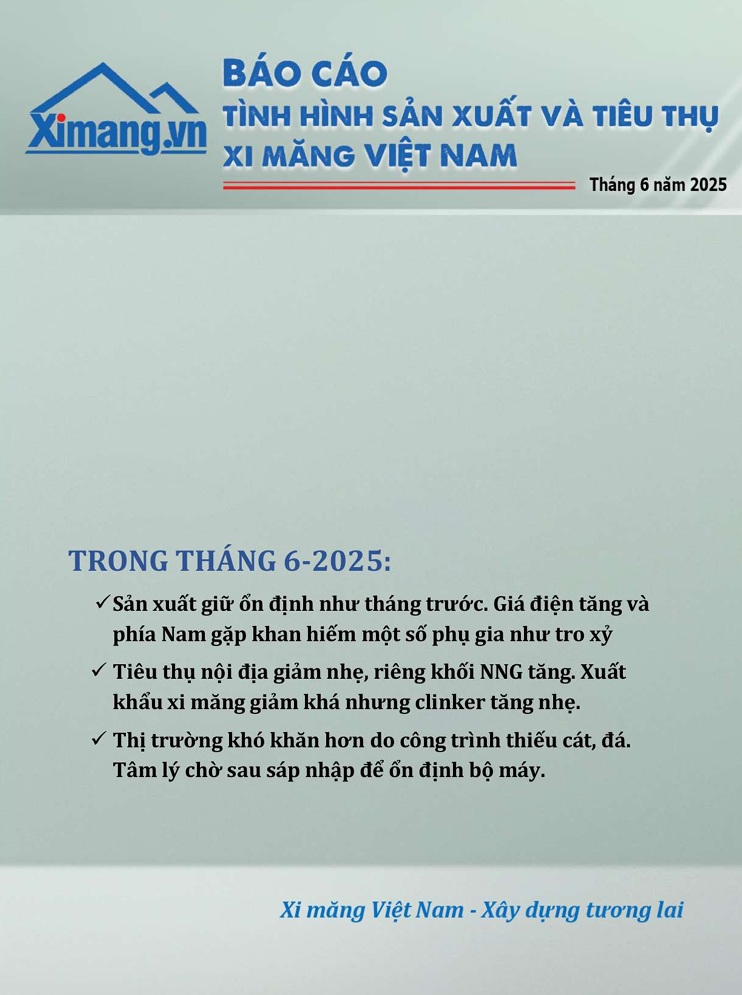 Thông báo Phát hành Báo cáo sản xuất và tiêu thụ xi măng tháng 6 năm 2025