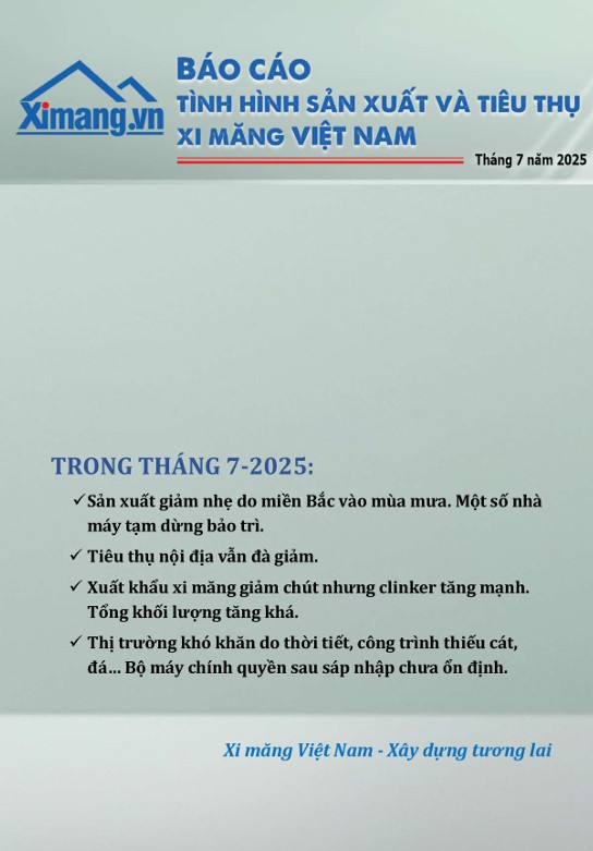 Thông báo Phát hành Báo cáo sản xuất và tiêu thụ xi măng tháng 7 năm 2025