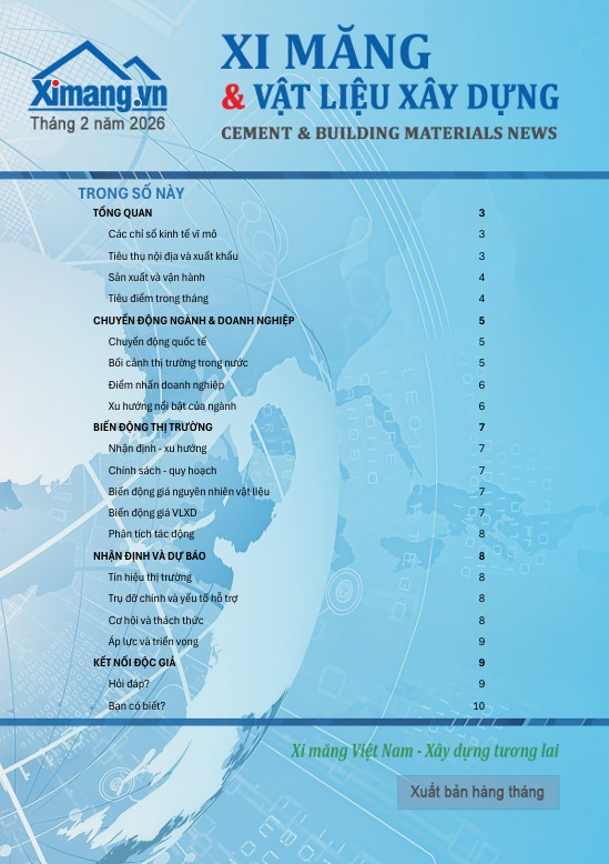 Thị trường xi măng v&agrave; VLXD th&aacute;ng 02/2026: Ti&ecirc;u thụ gi&aacute;n đoạn ngắn hạn, nền tảng vẫn duy tr&igrave; ổn định