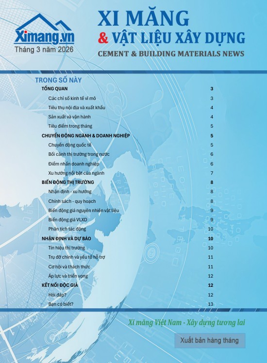 Thị trường xi măng v&agrave; VLXD th&aacute;ng 03/2026: Phục hồi sau Tết, gi&aacute; bắt đầu bước v&agrave;o chu kỳ tăng