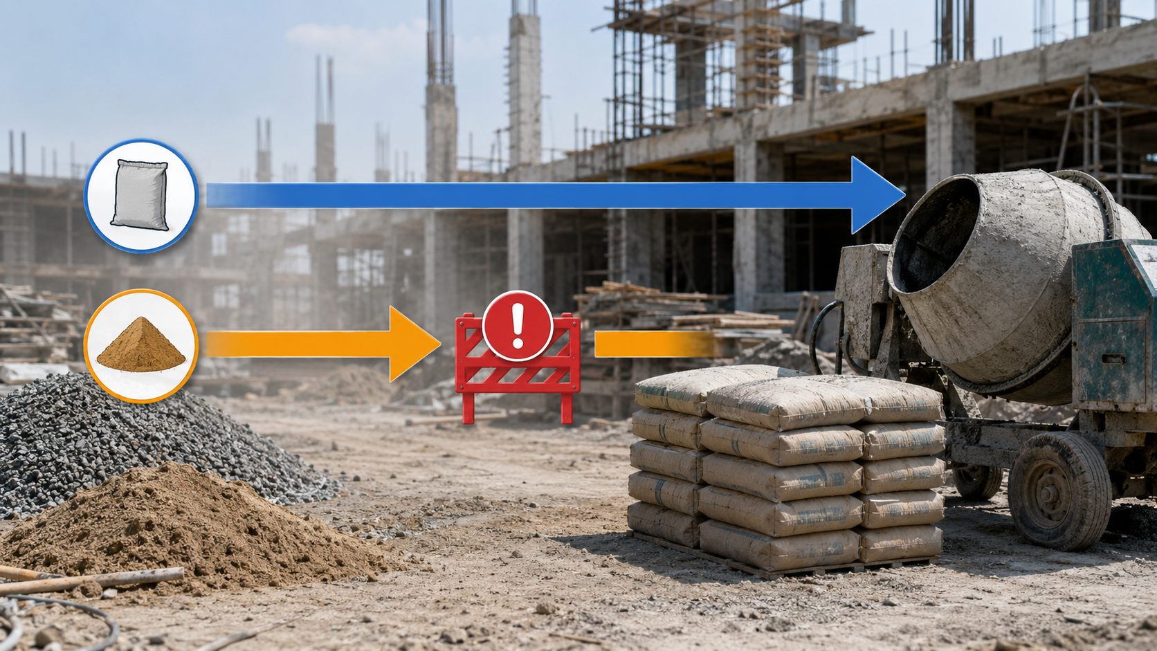 Nhu cầu xi măng có thể chậm khi nguồn đá và cát xây dựng không theo kịp tiến độ công trình