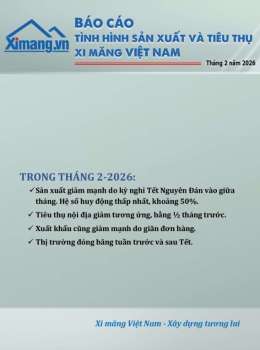 Phát hành Báo cáo sản xuất và tiêu thụ xi măng tháng 02/2026